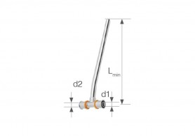 Тройник Press с трубкой Cu Ø15, никелированный, L=750 мм 16×2 / 16×2, K-901934 (K-9 019 34)-K-901936
